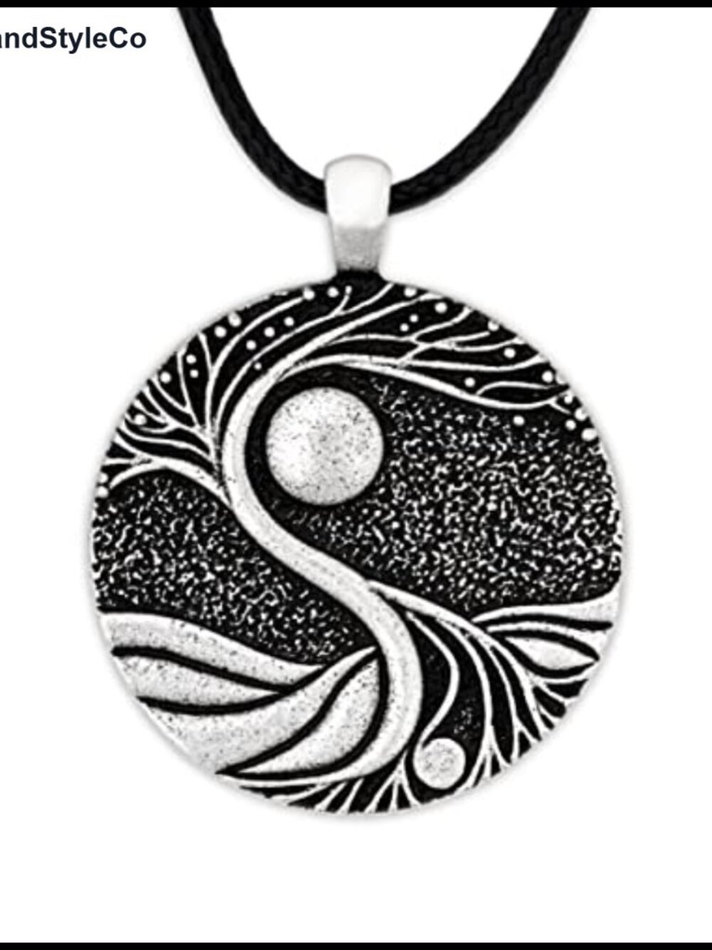 Tree of Life Pendant Necklace, Antique Zinc Alloy Moon Pendant, Faux Leather